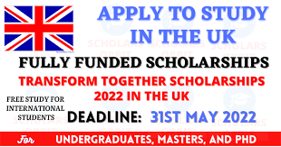 Transform Together International Scholarship in the UK